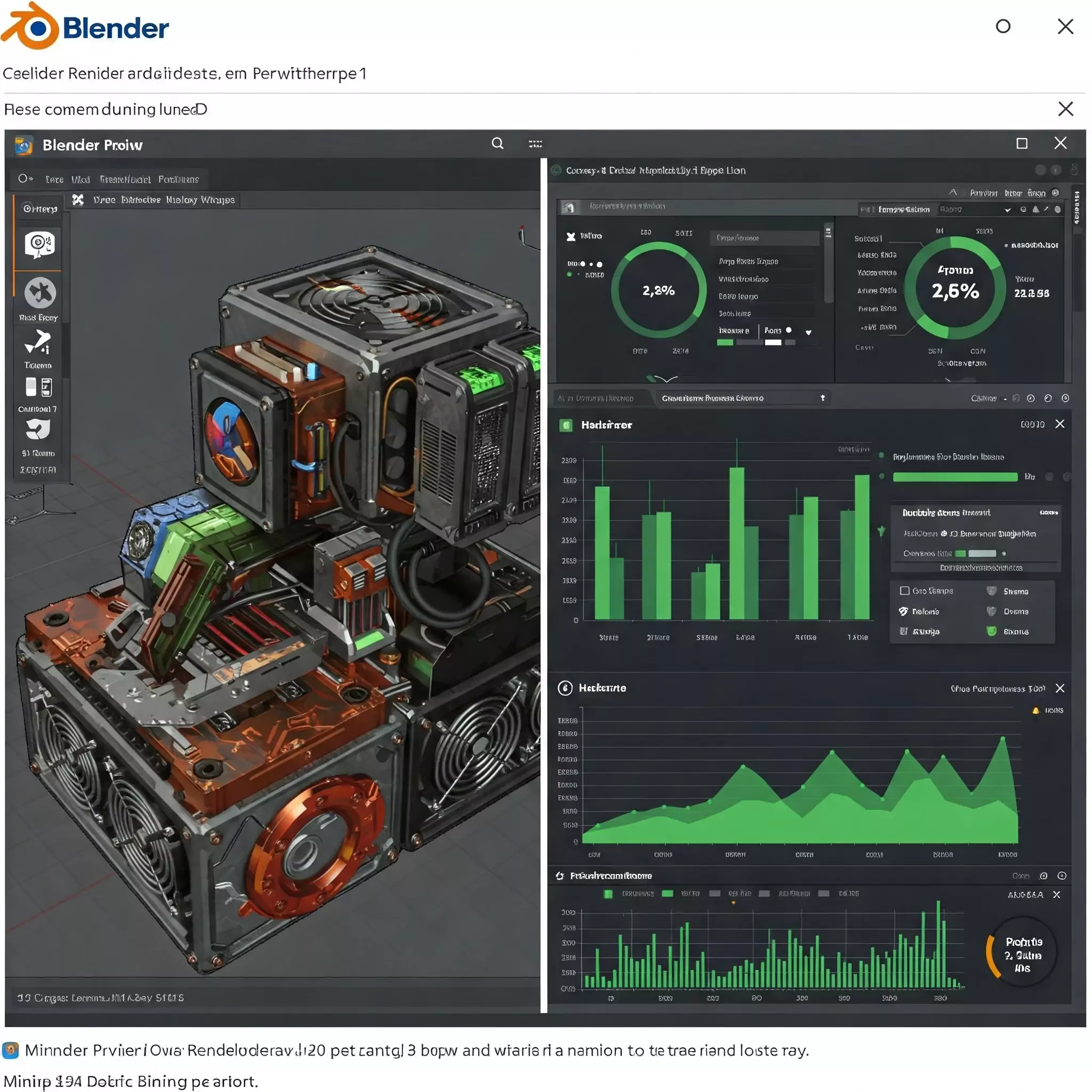 Side-by-side image of a Blender render preview vs mining dashboard Side-by-side image of a Blender render preview vs mining dashboard